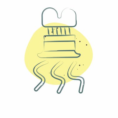 Simgesel Spiral Dilimleyici. Mutfak Aletleri Sembolü ile ilgili. Renkli Leke Biçimi. Basit tasarım çizimi