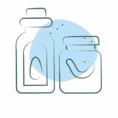 Simge Baharatı. Mutfak Aletleri Sembolü ile ilgili. Renkli Leke Biçimi. Basit tasarım çizimi