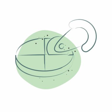 Icon Pizza Kesicisi. Mutfak Aletleri Sembolü ile ilgili. Renkli Leke Biçimi. Basit tasarım çizimi