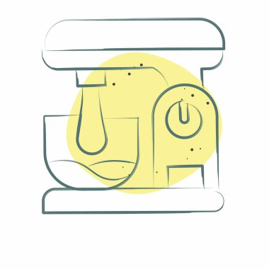 Simge Mutfağı Karıştırıcısı. Mutfak Aletleri Sembolü ile ilgili. Renkli Leke Biçimi. Basit tasarım çizimi