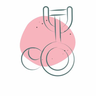 Simgesel dondurma kepçesi. Mutfak Aletleri Sembolü ile ilgili. Renkli Leke Biçimi. Basit tasarım çizimi