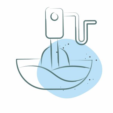 Simge El Blenderi. Mutfak Aletleri Sembolü ile ilgili. Renkli Leke Biçimi. Basit tasarım çizimi