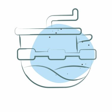 İkon Yemek Fabrikası. Mutfak Aletleri Sembolü ile ilgili. Renkli Leke Biçimi. Basit tasarım çizimi