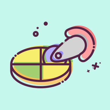 Icon Pizza Kesicisi. Mutfak Aletleri Sembolü ile ilgili. MBE tarzı. Basit tasarım çizimi