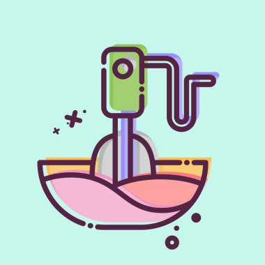 Simge El Blenderi. Mutfak Aletleri Sembolü ile ilgili. MBE tarzı. Basit tasarım çizimi