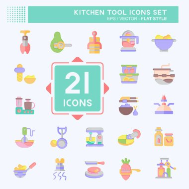 Simge Ayarlama Mutfak Aracı. Gıda sembolüyle ilgili. Düz stil. Basit tasarım çizimi