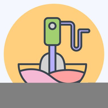 Simge El Blenderi. Mutfak Aletleri Sembolü ile ilgili. renk arkadaşı stili. Basit tasarım çizimi