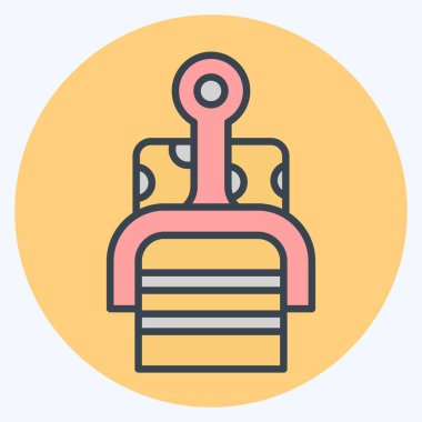 Icon Peynir Dilimleyici. Mutfak Aletleri Sembolü ile ilgili. renk arkadaşı stili. Basit tasarım çizimi