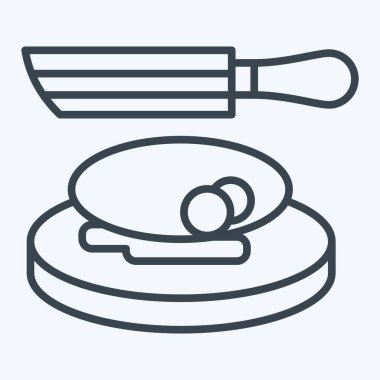 İkon Biftek Bıçak Seti. Mutfak Aletleri Sembolü ile ilgili. Sıra tarzı. Basit tasarım çizimi