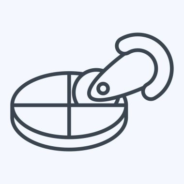 Icon Pizza Kesicisi. Mutfak Aletleri Sembolü ile ilgili. Sıra tarzı. Basit tasarım çizimi