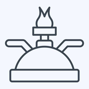 Icon Gaz Yakıcı. Mutfak Aletleri Sembolü ile ilgili. Sıra tarzı. Basit tasarım çizimi