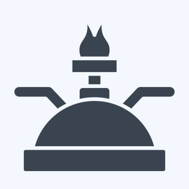 Icon Gaz Yakıcı. Mutfak Aletleri Sembolü ile ilgili. Kabartma tarzı. Basit tasarım çizimi