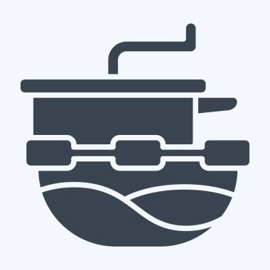 İkon Yemek Fabrikası. Mutfak Aletleri Sembolü ile ilgili. Kabartma tarzı. Basit tasarım çizimi