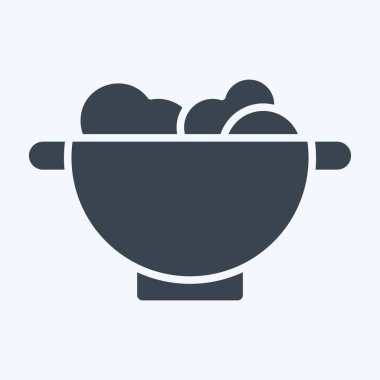 Simge Colander. Mutfak Aletleri Sembolü ile ilgili. Kabartma tarzı. Basit tasarım çizimi