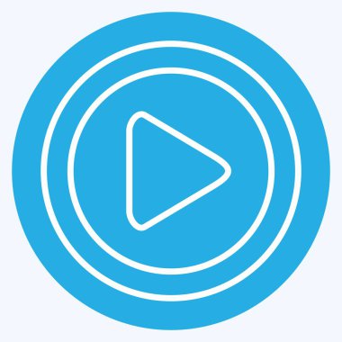 Simge Oynat Düğmesi. Sinema sembolüyle ilgili. Mavi gözlü. Basit tasarım çizimi