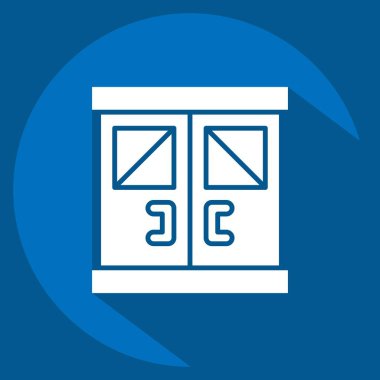 Simge girişi. Sinema sembolüyle ilgili. Uzun gölge tarzı. Basit tasarım çizimi