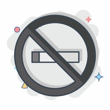 Sigara içilmiyor. Sinema sembolüyle ilgili. Çizgi roman. Basit tasarım çizimi