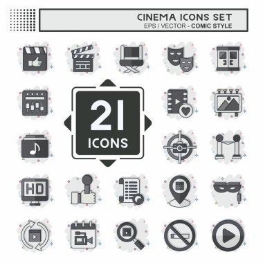 Simge Ayarlı Sinema. Film sembolüyle ilgili. Çizgi roman. Basit tasarım çizimi