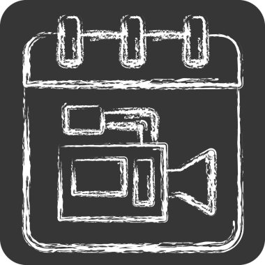 Simge Filmi Yayınlanma Tarihi. Sinema sembolüyle ilgili. Tebeşir stili. Basit tasarım çizimi