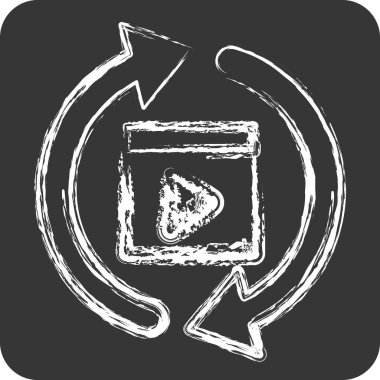 Simge Film Süreci. Sinema sembolüyle ilgili. Tebeşir stili. Basit tasarım çizimi