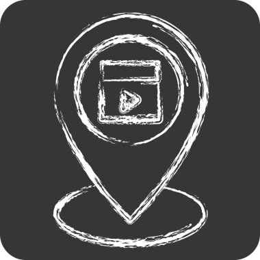 Simge konumu. Sinema sembolüyle ilgili. Tebeşir stili. Basit tasarım çizimi