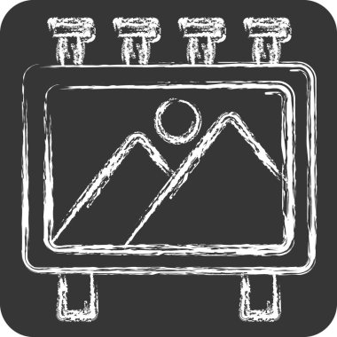 Simge Dosya Posteri. Sinema sembolüyle ilgili. Tebeşir stili. Basit tasarım çizimi