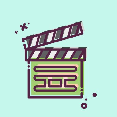 Simge çırpma tahtası. Sinema sembolüyle ilgili. MBE tarzı. Basit tasarım çizimi