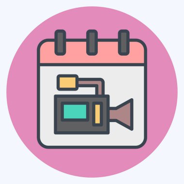 Simge Filmi Yayınlanma Tarihi. Sinema sembolüyle ilgili. renk arkadaşı stili. Basit tasarım çizimi