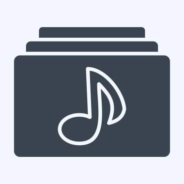 Simge Film Müziği. Sinema sembolüyle ilgili. Kabartma tarzı. Basit tasarım çizimi