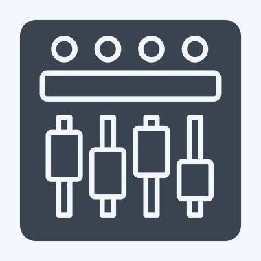 Simge Dengeleyici. Sinema sembolüyle ilgili. Kabartma tarzı. Basit tasarım çizimi