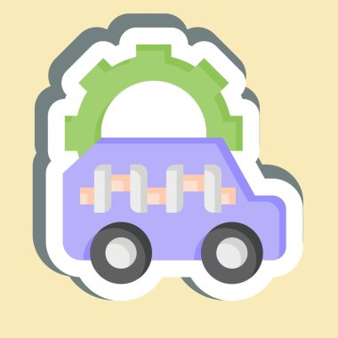 Çıkartmalı krank mili. Araba Bakım Sembolü ile ilgili. Basit resimleme