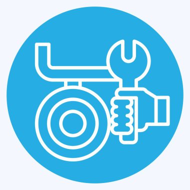 Simge fren ayarlayıcısı. Araba Bakım Sembolü ile ilgili. Mavi gözlü. Basit resimleme