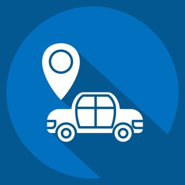 Simge Haritası Sensörü. Araba Bakım Sembolü ile ilgili. Uzun gölge tarzı. Basit resimleme