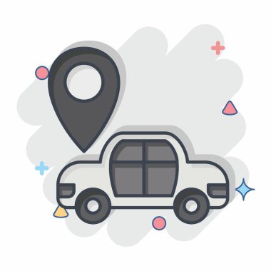 Simge Haritası Sensörü. Araba Bakım Sembolü ile ilgili. Çizgi roman. Basit resimleme