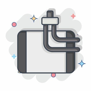 Simge AC Buharlaştırıcı. Araba Bakım Sembolü ile ilgili. Çizgi roman. Basit resimleme