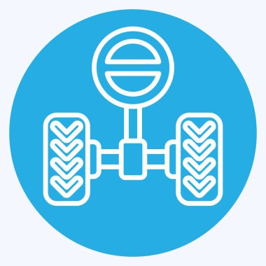 Simge Direksiyon Sistemi. Araba Bakım Sembolü ile ilgili. Mavi gözlü. Basit resimleme