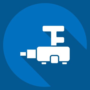 Simge Direksiyon Kutusu. Araba Bakım Sembolü ile ilgili. Uzun gölge tarzı. Basit resimleme