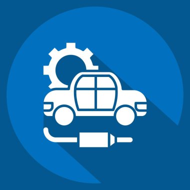 Simge Egzozu. Araba Bakım Sembolü ile ilgili. Uzun gölge tarzı. Basit resimleme