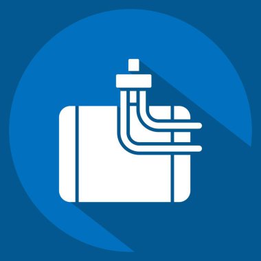 Simge AC Buharlaştırıcı. Araba Bakım Sembolü ile ilgili. Uzun gölge tarzı. Basit resimleme