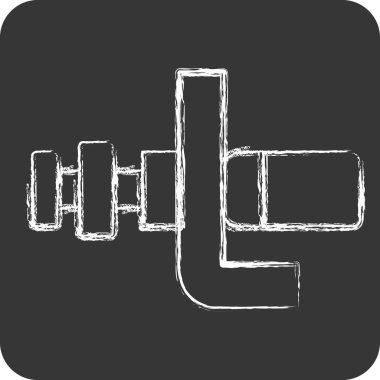 Simge Su Pompası. Araba Bakım Sembolü ile ilgili. Tebeşir stili. Basit resimleme