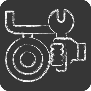 Simge fren ayarlayıcısı. Araba Bakım Sembolü ile ilgili. Tebeşir stili. Basit resimleme