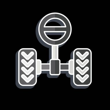 Simge Direksiyon Sistemi. Araba Bakım Sembolü ile ilgili. Parlak bir stil. Basit resimleme