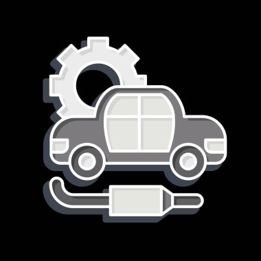 Simge Egzozu. Araba Bakım Sembolü ile ilgili. Parlak bir stil. Basit resimleme