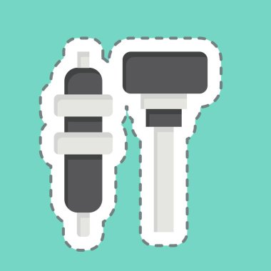 Çıkartma çizgisi Glow Plug 'ı kesti. Araba Bakım Sembolü ile ilgili. Basit resimleme