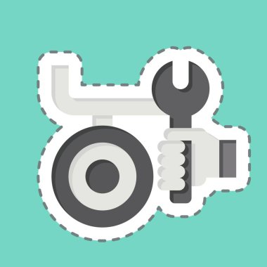 Etiket hattı Fren Kaliperini kesti. Araba Bakım Sembolü ile ilgili. Basit resimleme