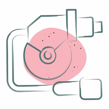 Simge sileceği motoru. Araba Bakım Sembolü ile ilgili. Renkli Leke Biçimi. Basit resimleme