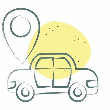 Simge Haritası Sensörü. Araba Bakım Sembolü ile ilgili. Renkli Leke Biçimi. Basit resimleme