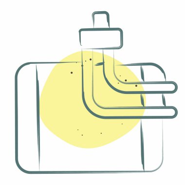 Simge AC Buharlaştırıcı. Araba Bakım Sembolü ile ilgili. Renkli Leke Biçimi. Basit resimleme