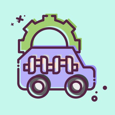 Simge Krank mili. Araba Bakım Sembolü ile ilgili. MBE tarzı. Basit resimleme