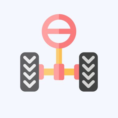 Simge Direksiyon Sistemi. Araba Bakım Sembolü ile ilgili. Düz stil. Basit resimleme